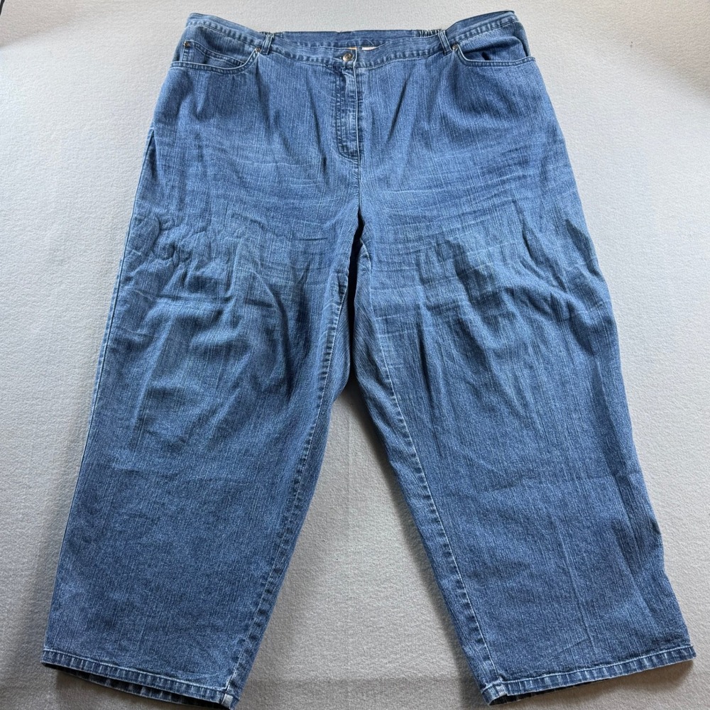 Ruby Rd Woman Pants Women 24W Blue Denim Elastic Waist Capris 43x26